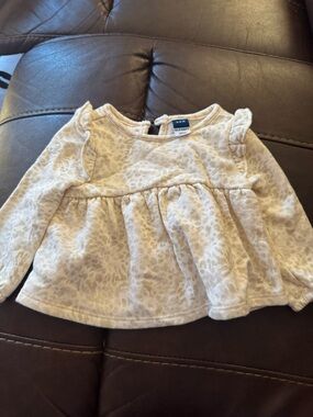 Old Navy Cream Leopard-Print Peplum Long-Sleeve Top